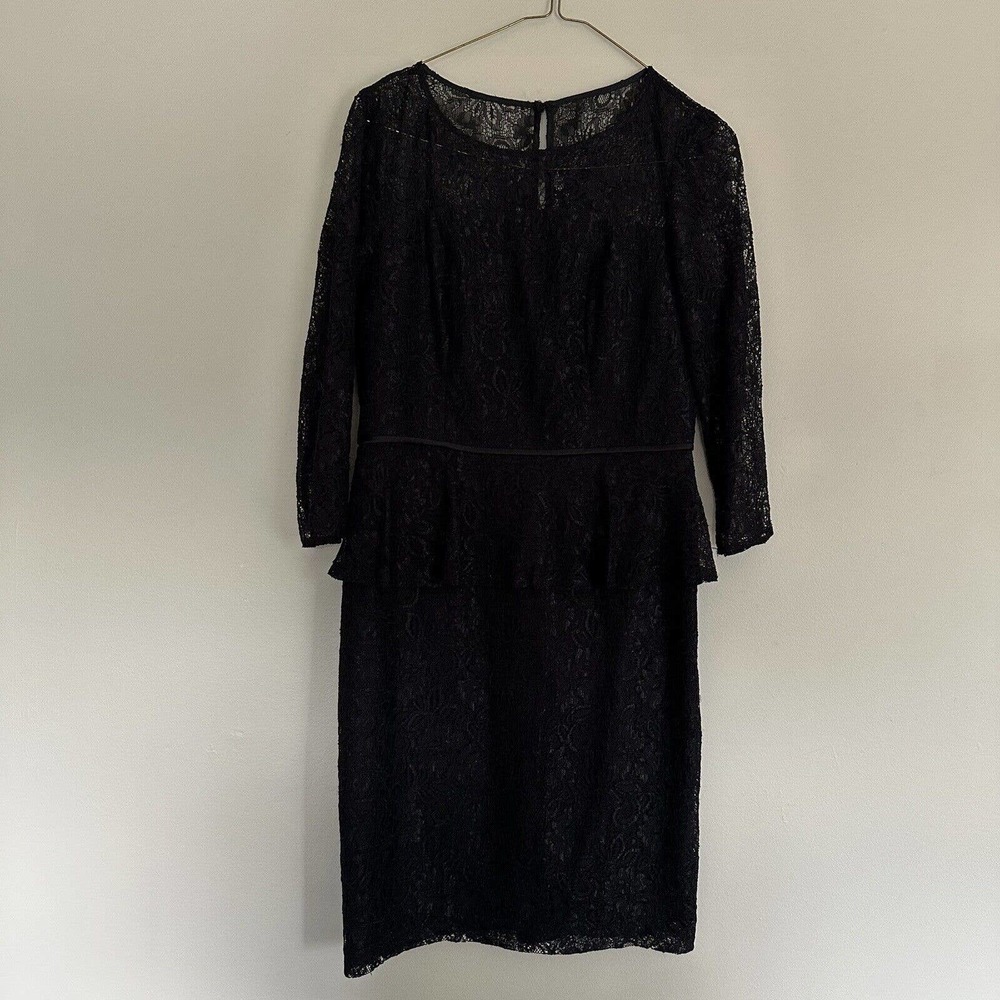 Adrianna Papell Lace Black Dress Party Evening Cocktail Size 6